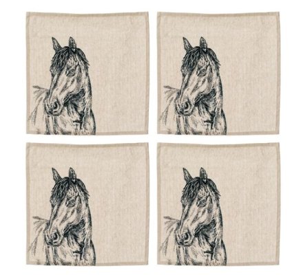 Lot 4 serviettes lin naturel Cheval