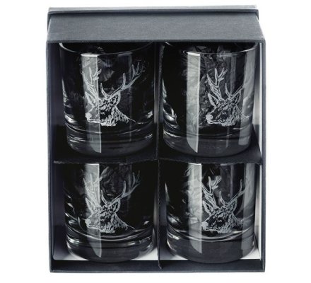 Lot 4 verres à Whisky Tumbler gravure cerf