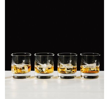 Lot 4 verres à Whisky Tumbler gravure faisan