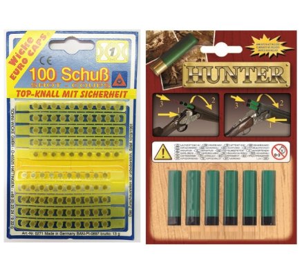 Lot 100 amorces et 6 cartouches pour fusil de chasse Hunter pour enfant