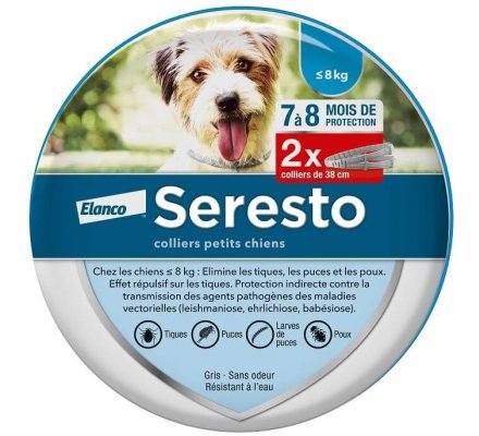 Lot de 2 colliers anti-parasites petits chiens SERESTO