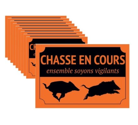 Lot de 10 Panneaux de signalisation Chasse en Cours orange XTREM WILDBOAR