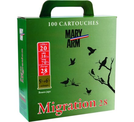 Pack 100 cartouches Mary Arm Migration 28 cal 20