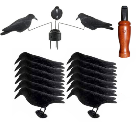 Pack EXPERT 12 appelants floqués, appeau et manège à corbeaux