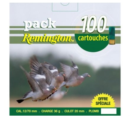 Pack 100 cartouches Remington pigeon 36 BJ cal 12 