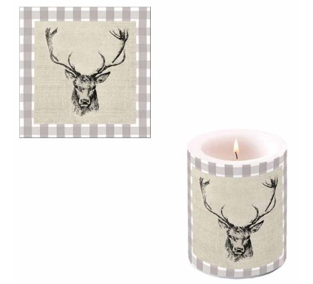 Pack serviettes et bougie tête de cerf LOVERGREEN