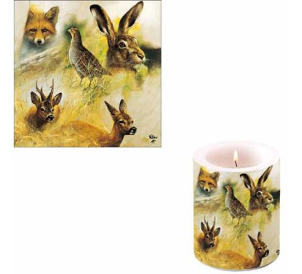 Pack serviettes et bougie portrait gibiers 