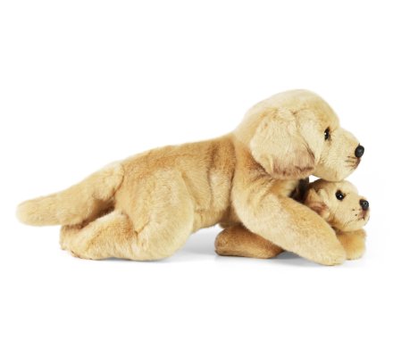 Peluche labrador avec chiot 25 cm Eco-friendly