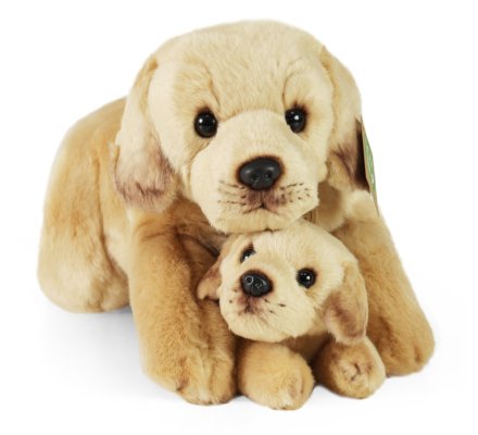 Peluche labrador avec chiot 25 cm Eco-friendly