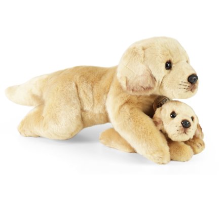 Peluche enfant labrador beige avec chiot 25 cm Eco-friendly - 20931