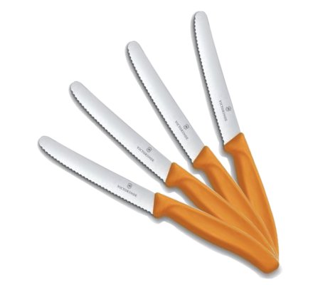 Pack 4 couteaux de table rond orange VICTORINOX