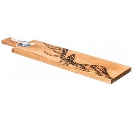 Planche en bois gravure cerf 65 cm