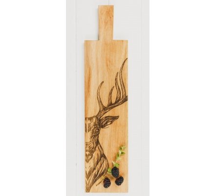 Planche en bois gravure cerf 65 cm