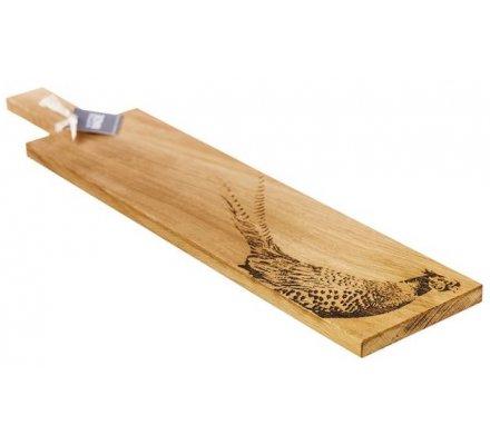 Planche en bois gravure faisan 65 cm
