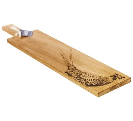 Planche en bois gravure faisan 65 cm