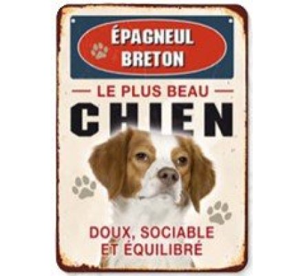 Plaque métal chien Epagneul Breton LOVERGREEN