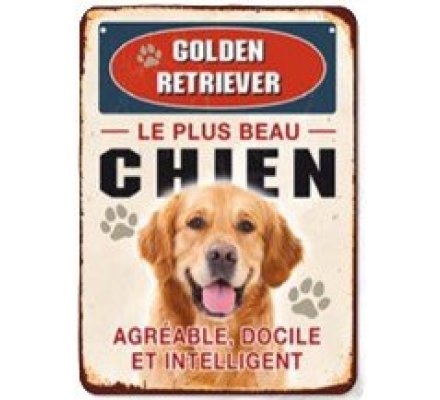 Plaque métal chien Golden Retriever LOVERGREEN