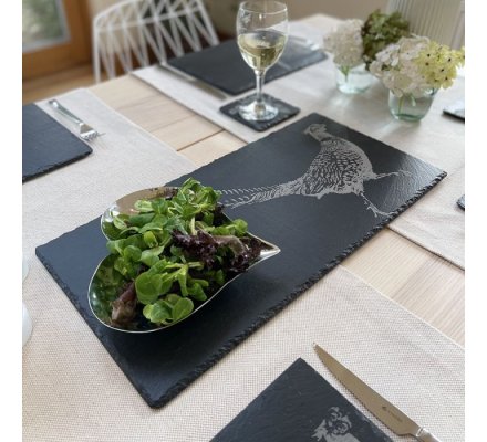 Plateau ardoise centre de table motif Cerf