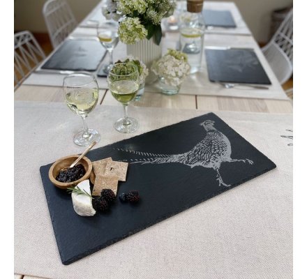 Plateau ardoise centre de table motif Cerf