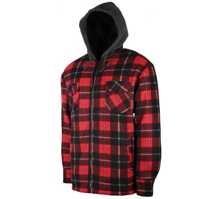 Chemise polaire carreaux rouge Sherpa avec capuche TREELAND