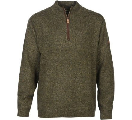 Pull chasse col zippé kaki brodé PERCUSSION