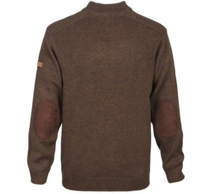 Pull chasse col zippé marron brodé PERCUSSION