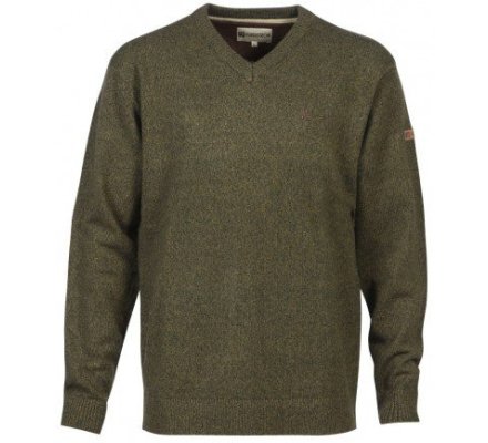 Pull de chasse brodé col V kaki PERCUSSION