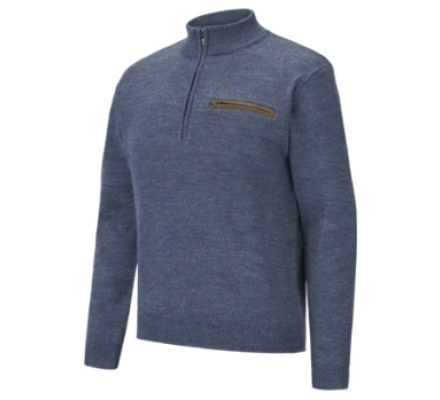 Pull chasse col zippé Rocheval bleu VERNEY CARRON