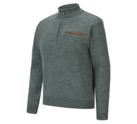 Pull chasse homme col zippé Rocheval vert VERNEY CARRON