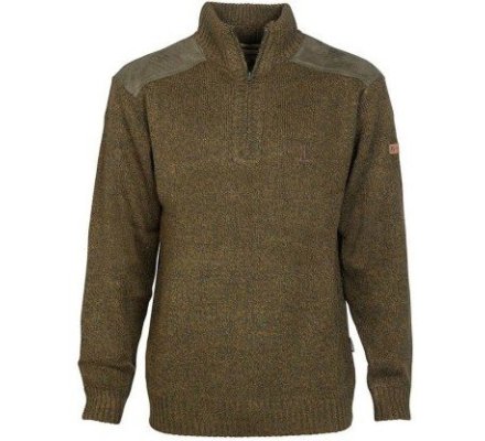 Pull zippé col montant brodé kaki PERCUSSION