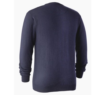 Pull en tricot col V Kingston bleu DEERHUNTER