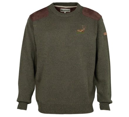 Pull de chasse col rond broderie Cerf Percussion