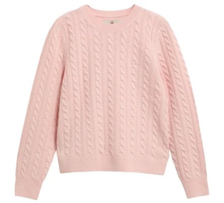 Pull femme Ashdown rose en maille torsadée BARBOUR