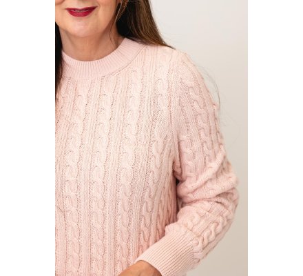 Pull femme Ashdown rose en maille torsadée BARBOUR