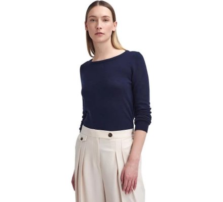 Pull femme Pendle Crew col rond bleu BARBOUR