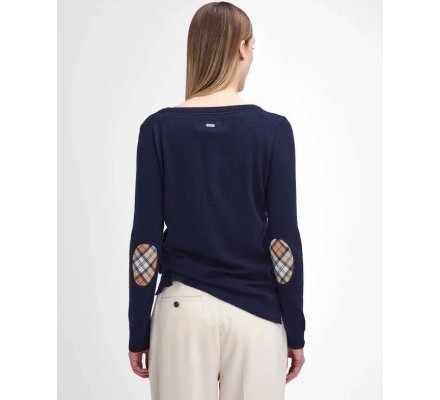 Pull femme Pendle Crew col rond bleu BARBOUR