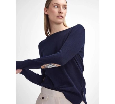 Pull femme Pendle Crew col rond bleu BARBOUR