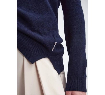 Pull femme Pendle Crew col rond bleu BARBOUR