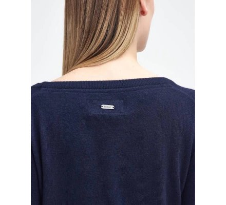 Pull femme Pendle Crew col rond bleu BARBOUR