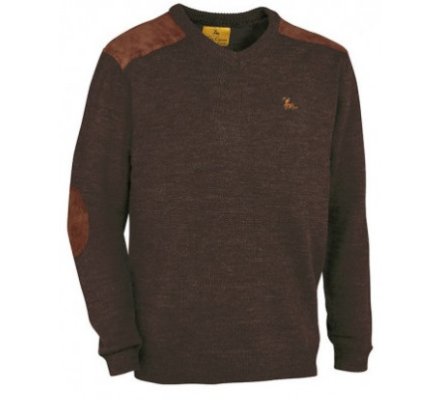 Pull chasse homme Fox col V marron VERNEY CARRON 20548