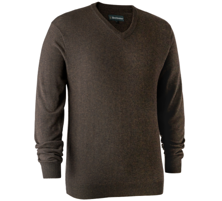 Pull en tricot col V Kingston marron DEERHUNTER