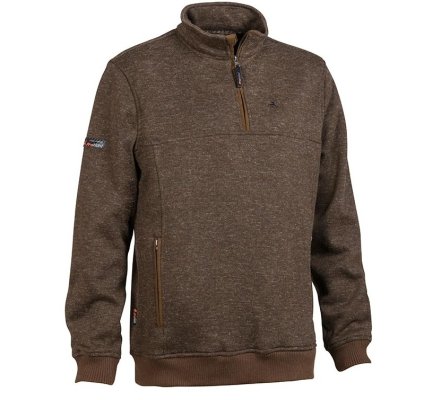 Pull chasse col zippé Muntjac marron ProHunt VERNEY CARRON