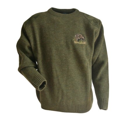 Pull chasse broderie sanglier