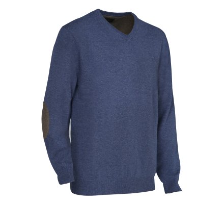 Pull de chasse col en V Bleu Weslon Club Interchasse