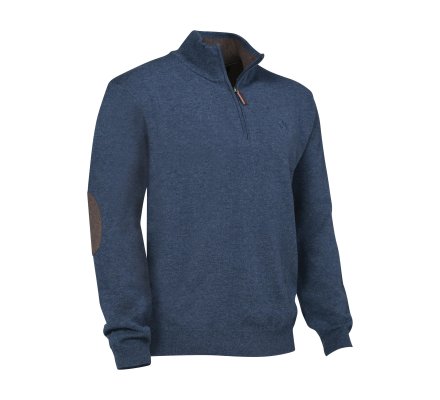 Pull de chasse col zippé Bleu Winsley Club Interchasse