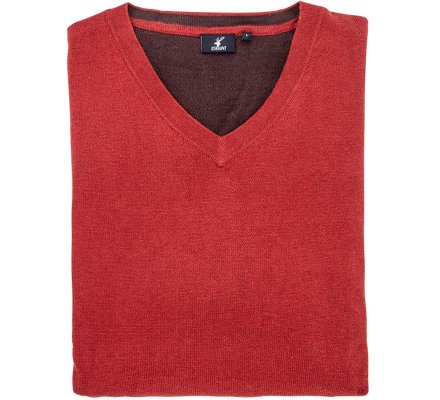 Pull Homme Col en V Mallard Red Ochre Stagunt