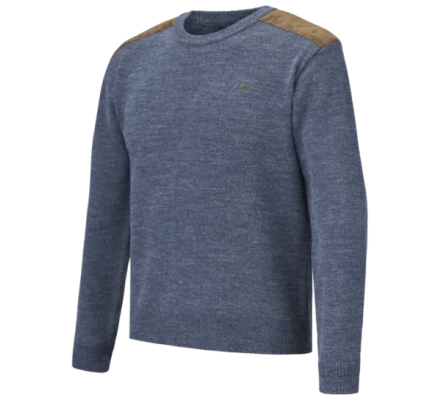 Pull chasse col rond Rocheval bleu VERNEY CARRON