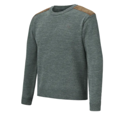 Pull chasse col rond Rocheval vert VERNEY CARRON