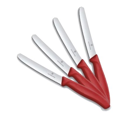 Pack 4 couteaux de table rond rouge VICTORINOX