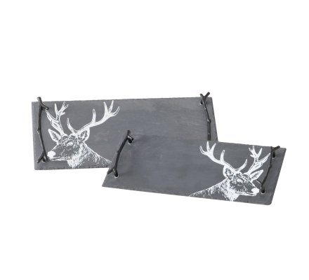 Set de 2 plateaux en ardoise cerf LOVERGREEN